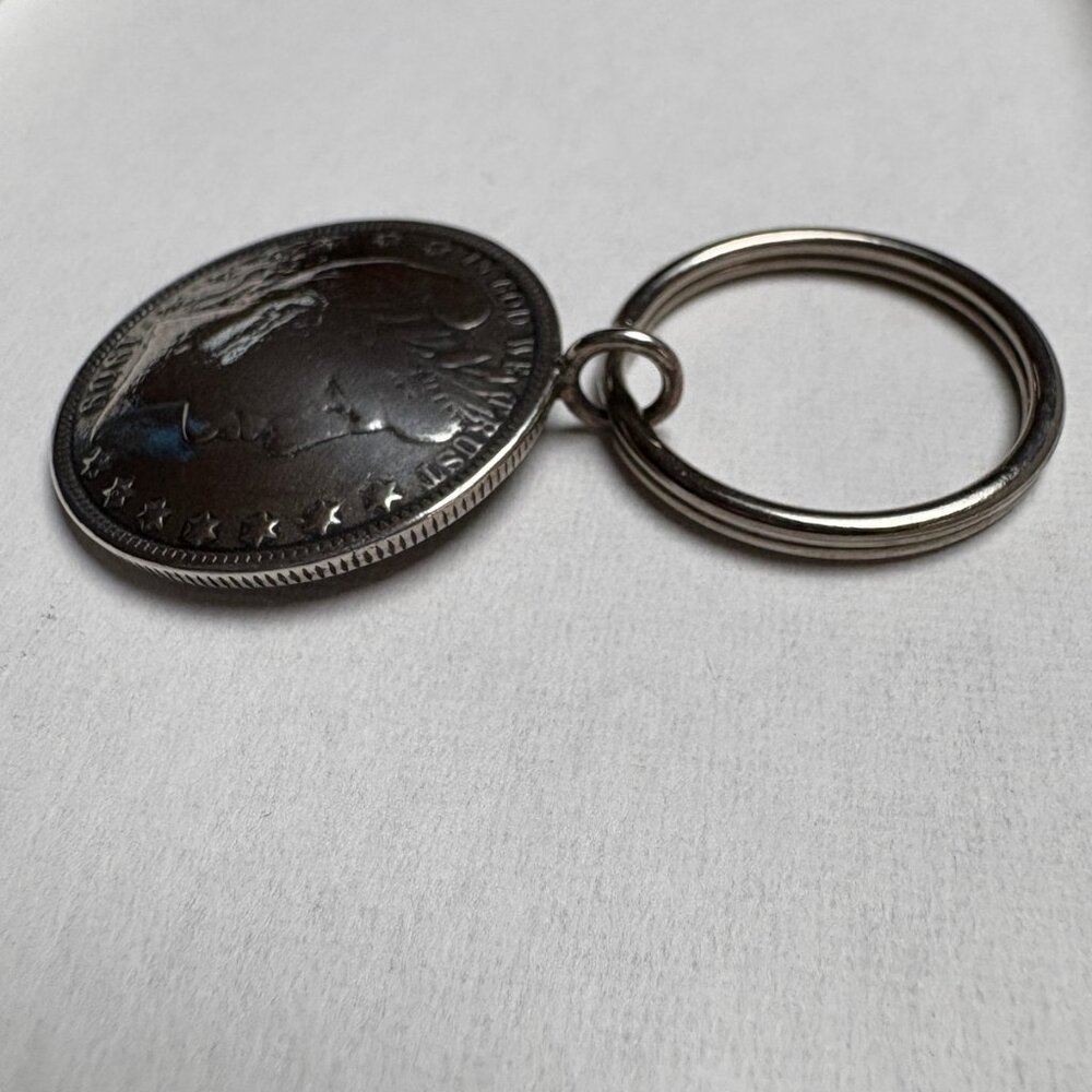 Made From Coins Barber Half Dollar Keyring – Handcrafted Artisan Design – NWOT - Picture 3 of 3